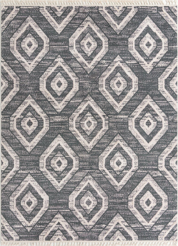 Unique Loom Cherokee Gatlinburg Machine Made Geometric Rug Blue Gray, Ivory 9' 0" x 12' 2"