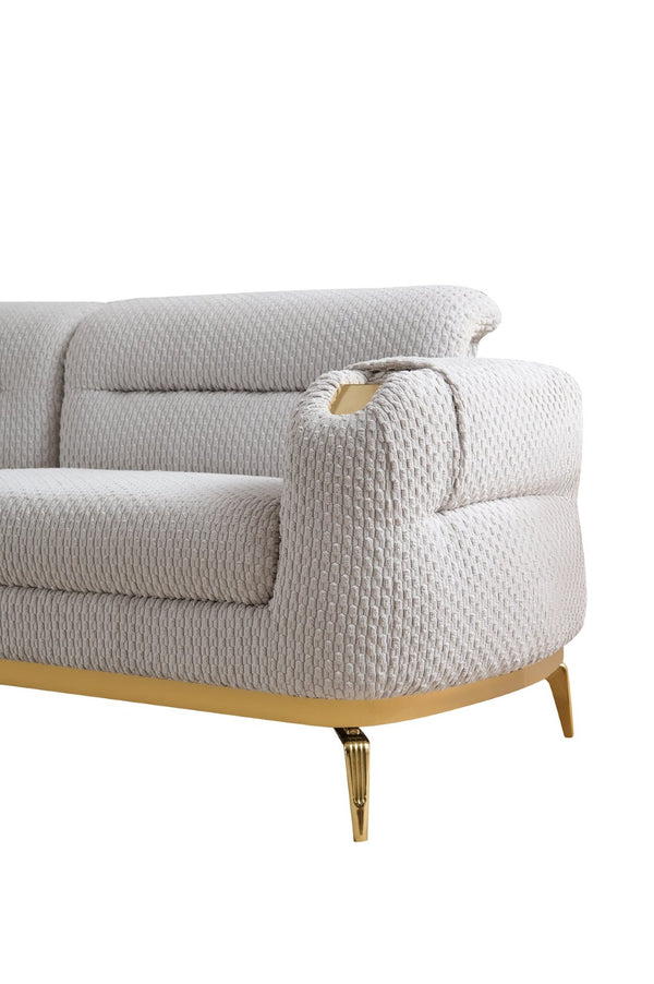 English Elm Zoe Modern 2Pc Living Room Set: Plush Gray Sofa & Loveseat With Gold Accents For Stylish Comfort B009S01599-GIGA