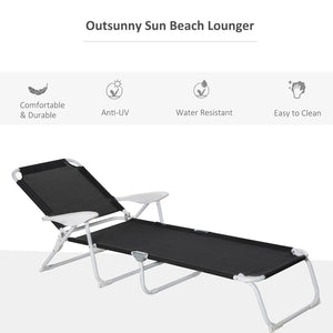 English Elm Outsunny Folding Chaise Lounge Chair - 4-Position Recliner, Lightweight Mesh, Portable For Beach & Patio W2225P200842-GIGA