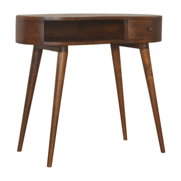 English Elm Solid Wood Chestnut Writing Desk – Handcrafted Mango Wood, Nordic Design, 1 Drawer & Open Slot Storage B182P279287-GIGA
