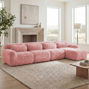 English Elm L-shaped Modular Plush Sectional Sofa with Cloud Foam Cushions for Cozy Living Spaces Pink W714S01563