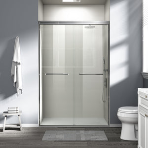 English Elm 44-48 in Semi-frameless Bypass Sliding Shower Door Tempered Glass Alcove Enclosure Brushed Nickel W1573P239434