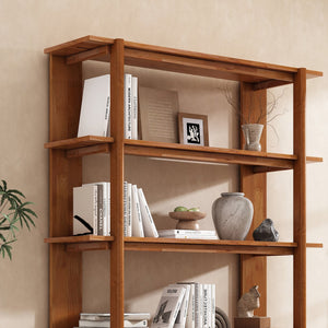 English Elm Christopher Knight Home® - Big 4-Tier Wooden Open Bookcase Acacia Wood Teak Finish — Sturdy 4-Shelf Display, 180 lb Capacity, Anti-Tip Stabilizer (75.5 x 19.5 x 11.4) N758P303160T