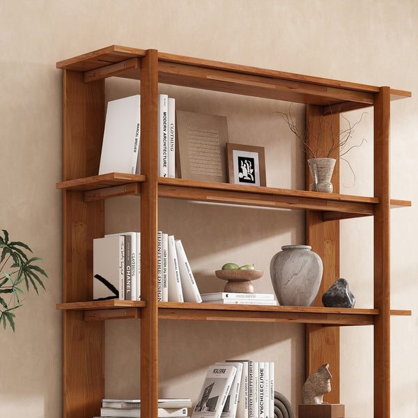 English Elm Christopher Knight Home® - Big 4-Tier Wooden Open Bookcase Acacia Wood Teak Finish — Sturdy 4-Shelf Display, 180 lb Capacity, Anti-Tip Stabilizer (75.5 x 19.5 x 11.4) N758P303160T