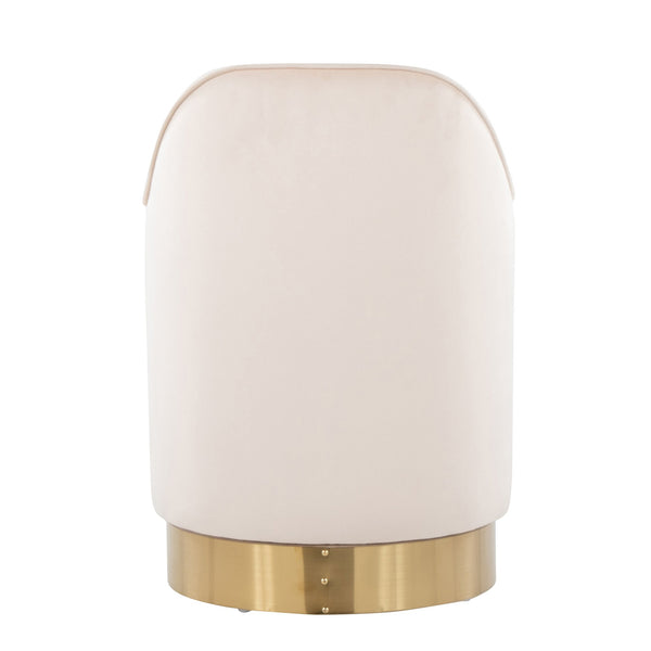 English Elm 18" Tufted Velvet Vanity Stool with 360 Swivel Base and Hidden Storage Compartment Cream B202P471497