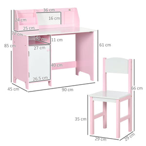 English Elm Qaba Pink Toddler Desk And Chair Set With Whiteboard, Storage, Ergonomic Design For Young Learners W2225P249757-GIGA