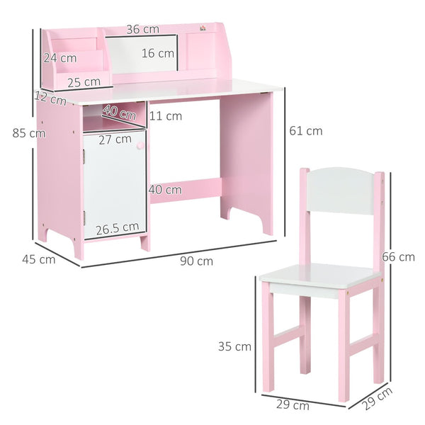 English Elm Qaba Pink Toddler Desk And Chair Set With Whiteboard, Storage, Ergonomic Design For Young Learners W2225P249757-GIGA