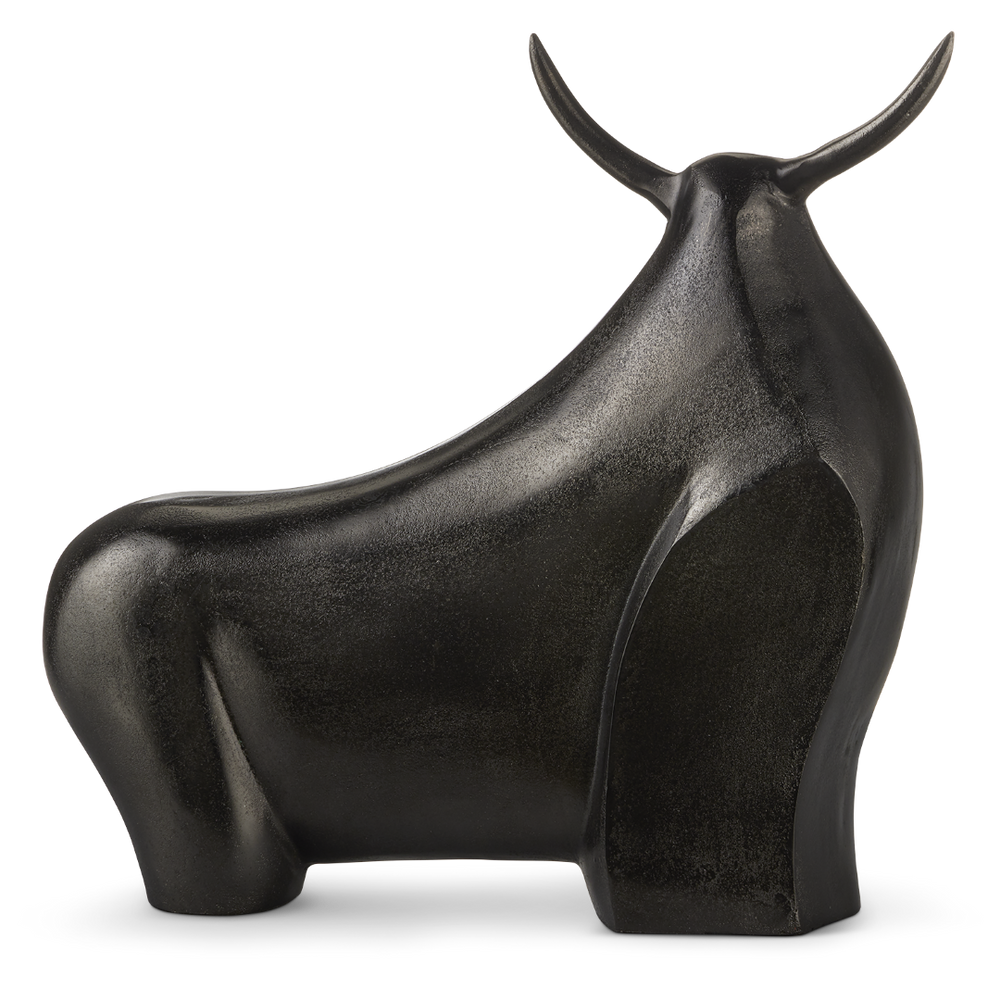 Ferdinand Bull Sculpture - Striking Contemporary Art in Patina-Finished Cast Aluminum, 20" High
