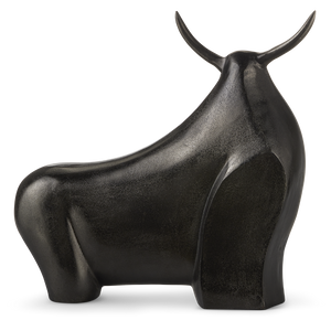 Ferdinand Bull Sculpture - Striking Contemporary Art in Patina-Finished Cast Aluminum, 20" High