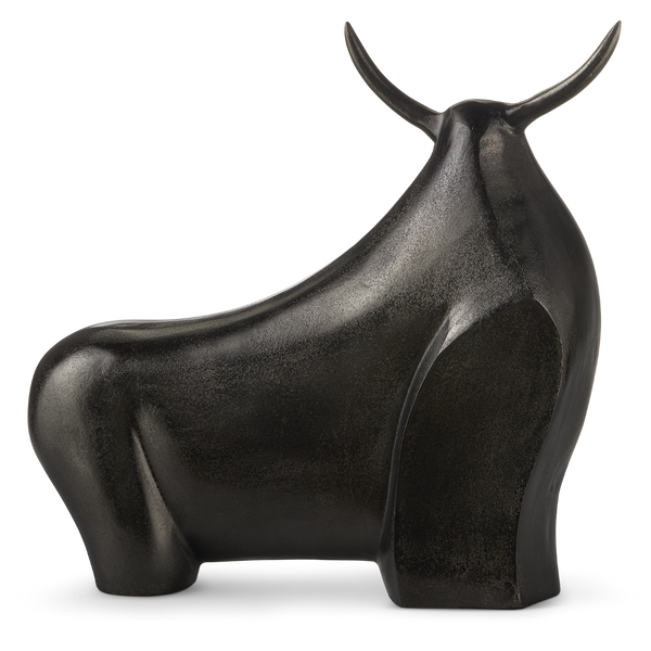 Ferdinand Bull Sculpture - Striking Contemporary Art in Patina-Finished Cast Aluminum, 20" High
