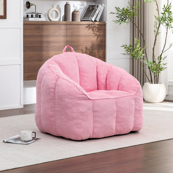 English Elm Giant Corduroy Bean Bag with Armrests Shredded Foam Lounge Chair for Living Room Pink W2200P442630