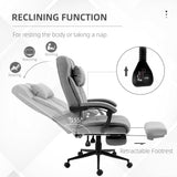 English Elm Vinsetto Executive Linen-Feel Fabric Office Chair High Back Swivel Task Chair With Adjustable Height Upholstered Retractable Footrest, Headrest and Padded Armrest, Light Grey