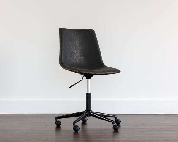 Sunpan Cal Office Chair - Stylish Mid-Century Design with Adjustable Height and Smooth Mobility for Comfort Antique Black