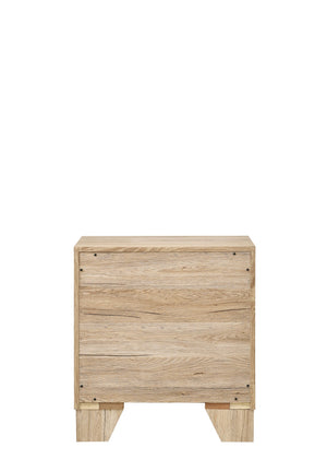 English Elm Miquell Natural Finish Nightstand with 2 Smooth-Glide Drawers, English Dovetail Build, Tapered Legs B2726P247679