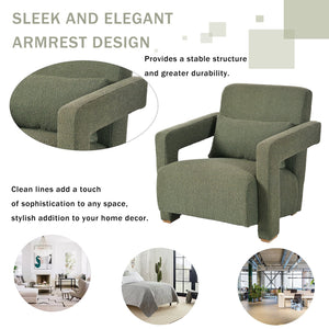 English Elm Mirod Architectural Accent Chair with Lumbar Support and Square Wood Block Legs N760P193221C