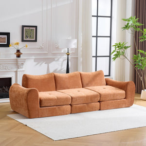 English Elm Modular Cloud Sectional Sofa Bed with Flannelette Upholstery for Flexible Living Orange W1829S00078