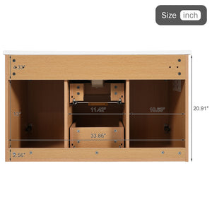 English Elm [video]36 Inch Floating Bathroom Vanity with Ceramic Sink Mdf Cabinet Soft Close N729P417256N
