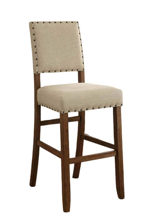 English Elm Rustic 2Pc Bar Chair Set With Padded Seats, Nailhead Trim & Oak Finish For Cozy Dining Spaces B2741P408892-GIGA