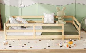 English Elm Full Full Size Montessori Floor Bed in Natural Pine for Kids — Low-Profile, Sturdy, Easy Assembly, Safe Design Oak W1820P331920