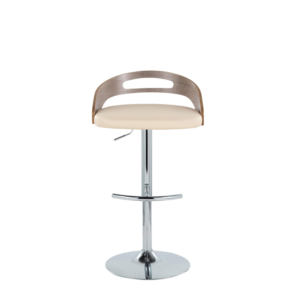 English Elm Adjustable Swivel Barstools Set of 2 Faux Leather Cream Padded Counter Seating B202S02166