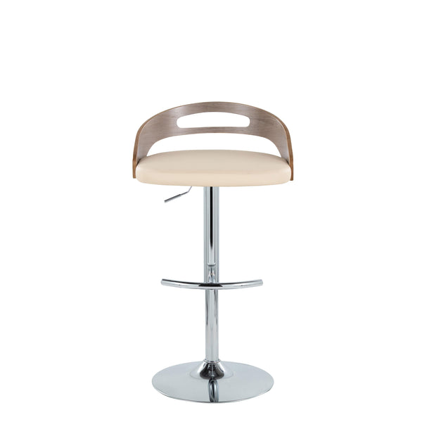 English Elm Adjustable Swivel Barstools Set of 2 Faux Leather Cream Padded Counter Seating B202S02166