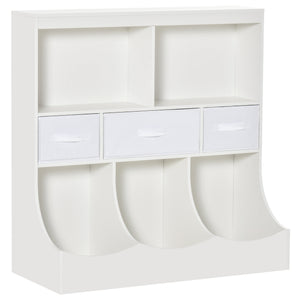 English Elm HOMCOM Kids Storage Bookcase Organizer with 8 Compartments & 3 Drawers, Stable MDF Shelf for Toys W2225P200500