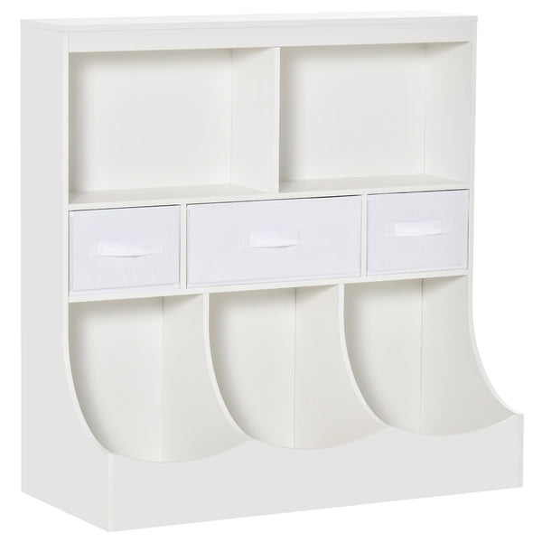 English Elm HOMCOM Kids Storage Bookcase Organizer with 8 Compartments & 3 Drawers, Stable MDF Shelf for Toys W2225P200500