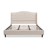 English Elm Coverley Tufted Shelter Platform Bed, King, Sky Neutral Beige Polyester