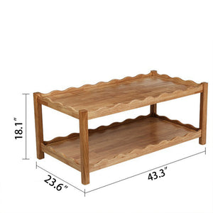 English Elm Modern Two Tier Rubberwood Coffee Table with Open Shelf for Living Room Display W3040P455713