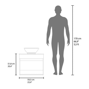 English Elm White Compact Bathroom Vanity With 2 Doors – Elegant Storage Solution For Small Spaces & Style B062P355533-GIGA