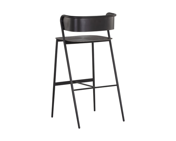 Sunpan Keanu Sleek Modern Barstool with Antique Brass Finish and Unique Starburst Design for Stylish Spaces Gunmetal