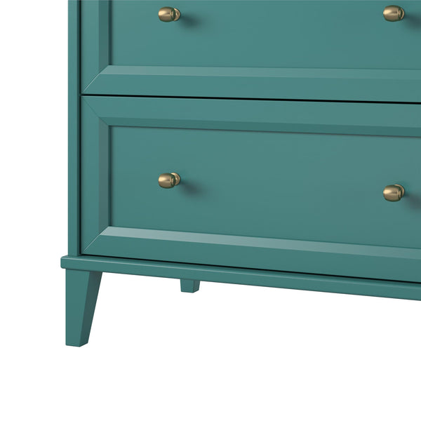 English Elm Monticello Six Drawer Wide Dresser with Brass Hardware and Tapered Legs Bedroom B2733S00013