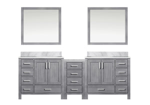 English Elm Distressed Grey Double Bath Vanity with Carrara Marble Top, Soft-Close Drawers & Dual 34" Mirrors B2731S00634