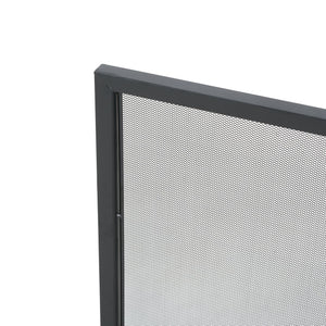 English Elm Regina Single Panel Iron Fireplace Screen Fine Mesh Hearth Guard in Matte Black N775P386918B