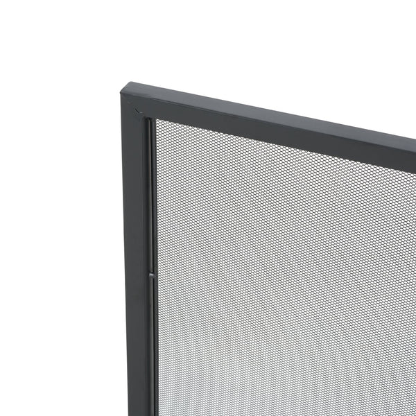 English Elm Regina Single Panel Iron Fireplace Screen Fine Mesh Hearth Guard in Matte Black N775P386918B