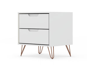 English Elm Rockefeller 20" Modern White Nightstand With 2 Drawers And Customizable Handle Options For Style B365P398170-GIGA