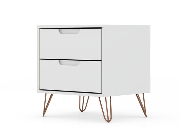 English Elm Rockefeller 20" Modern White Nightstand With 2 Drawers And Customizable Handle Options For Style B365P398170-GIGA