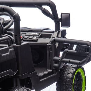 English Elm 24v Two Seat Kids Electric Dump Truck Six Wheel 4wd Utv with Parental Remote Black W1578P268991