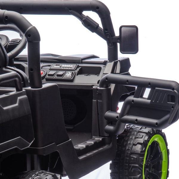 English Elm 24v Two Seat Kids Electric Dump Truck Six Wheel 4wd Utv with Parental Remote Black W1578P268991