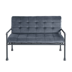 English Elm Brantley Plush Gray Velvet Loveseat with Sandy Gray Finish, Memory Foam Seats, Metal Frame, KD B2726P288748