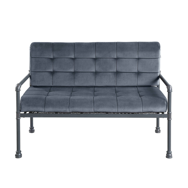 English Elm Brantley Plush Gray Velvet Loveseat with Sandy Gray Finish, Memory Foam Seats, Metal Frame, KD B2726P288748