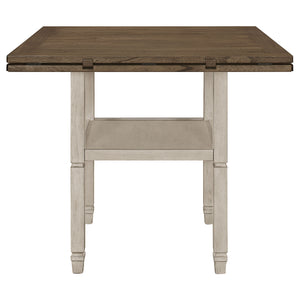 English Elm Bentley Rustic Cream Round Extension Dining Table with Base Shelf, Farmhouse Charm & Weathered Finish B062P331051
