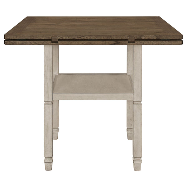 English Elm Bentley Rustic Cream Round Extension Dining Table with Base Shelf, Farmhouse Charm & Weathered Finish B062P331051