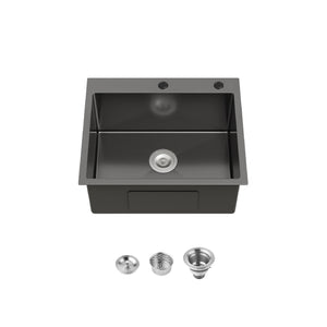 English Elm Stainless Steel Handmade Undermount Kitchen Sink Matte Black Single Bowl 304 Grade T3177P286027