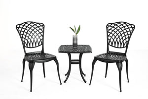 English Elm Bistro Set - Elegant 3-Piece Rustproof Cast Aluminum Patio Furniture For Small Outdoor Spaces W640P251292
