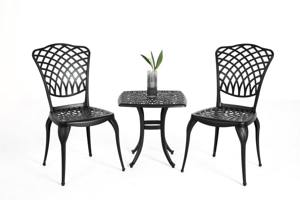 English Elm Bistro Set - Elegant 3-Piece Rustproof Cast Aluminum Patio Furniture For Small Outdoor Spaces W640P251292
