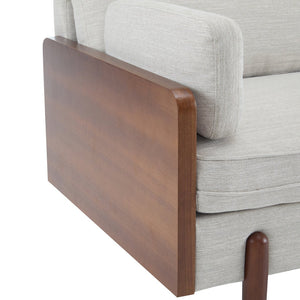 English Elm Mid-century Modern Compact Sofa with Plush Cushions and Rounded Wood Legs for Living Rooms Beige N771P205110M