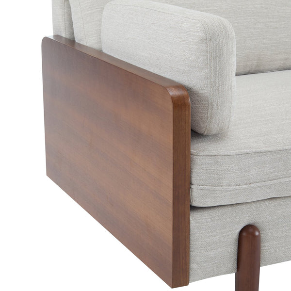 English Elm Mid-century Modern Compact Sofa with Plush Cushions and Rounded Wood Legs for Living Rooms Beige N771P205110M