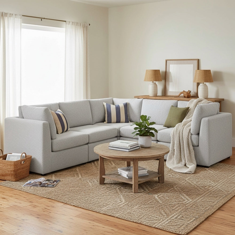 English Elm Chauncy Five Piece Modular Sectional Performance Fabric Living Room Seating Set Gray B050S00037