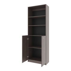 English Elm Stained Walnut 3-Tier Bookcase with 2 Doors — Rich Grain, Sturdy Wood Frame, Versatile Open & Closed Storage B062P323169
